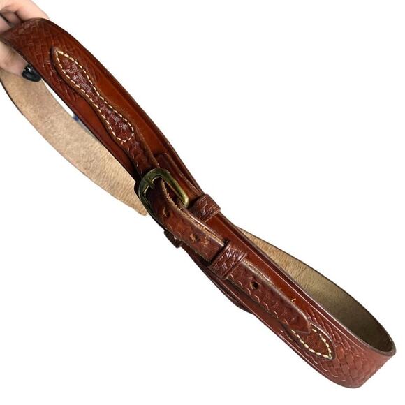 Vintage Leather Brown Embossed Western Cowboy Belt Cabela's Size 40 - Picture 1 of 10
